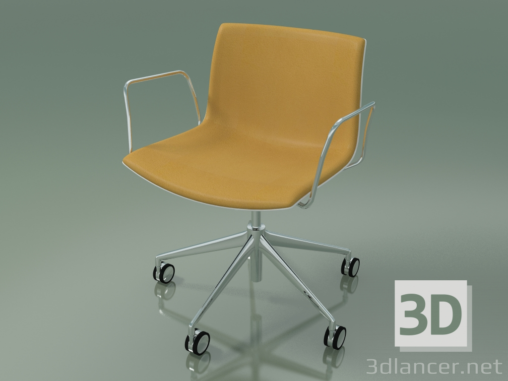modèle 3D Chaise 2048 (5 roulettes, avec accoudoirs, chrome, avec garniture avant, PO00401) - preview