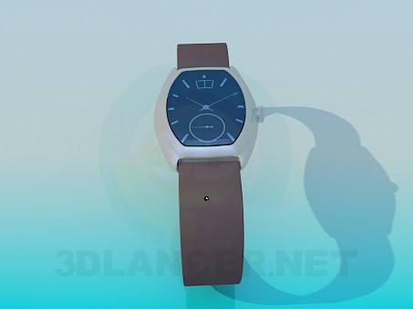 3d model Men's wrist watch with leather strap - preview 3d model Men's wrist watch with leather strap - preview