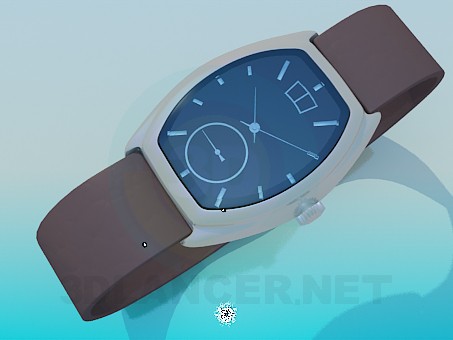 3d model Men's wrist watch with leather strap - preview 3d model Men's wrist watch with leather strap - preview