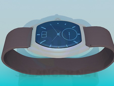 3d model Men's wrist watch with leather strap - preview 3d model Men's wrist watch with leather strap - preview