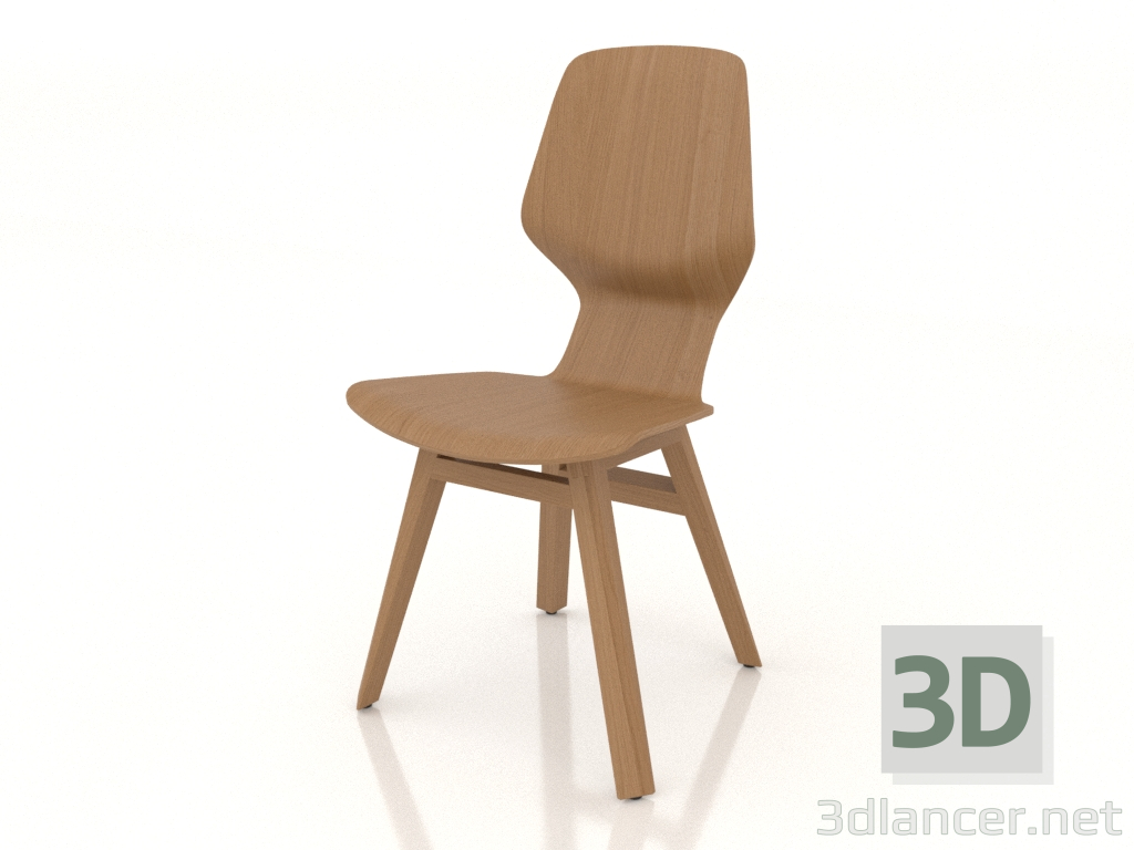 3d model A chair with a wooden base - preview