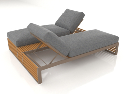 Cama doble para relax con estructura de aluminio de madera artificial (Bronce)