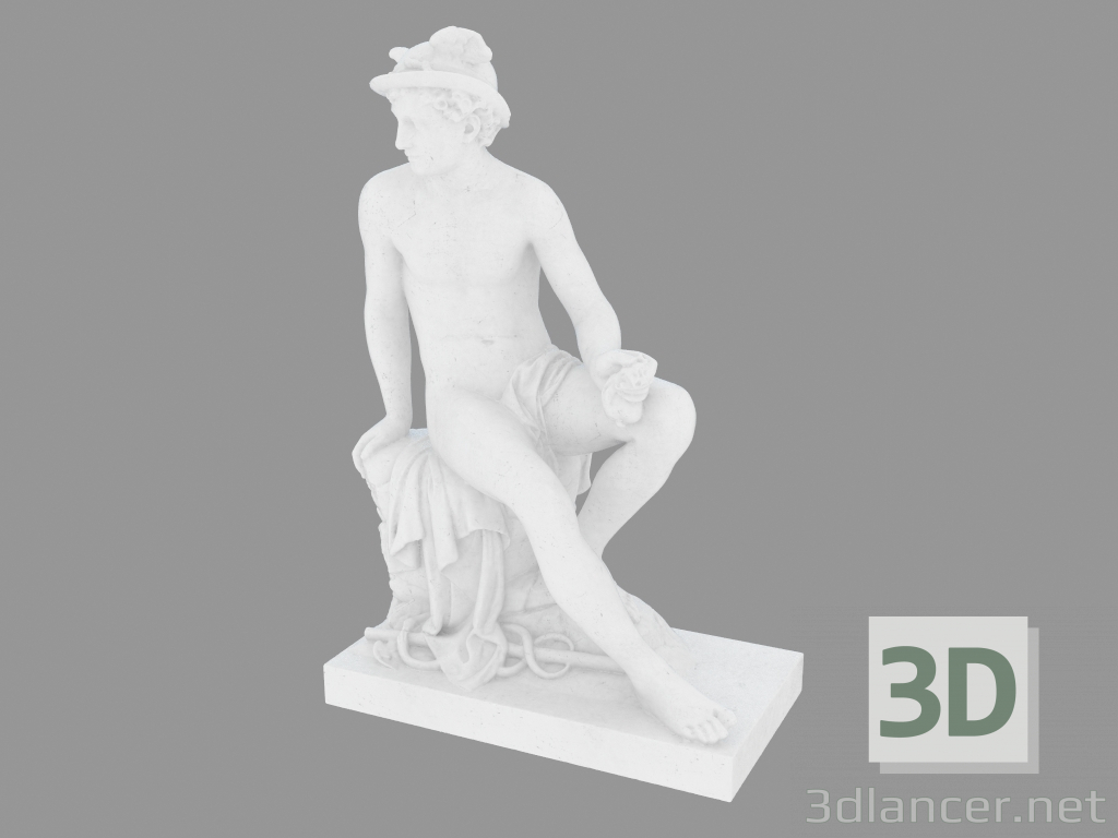 3D Modell Marmorskulptur des Boten der Götter Merkur - Vorschau