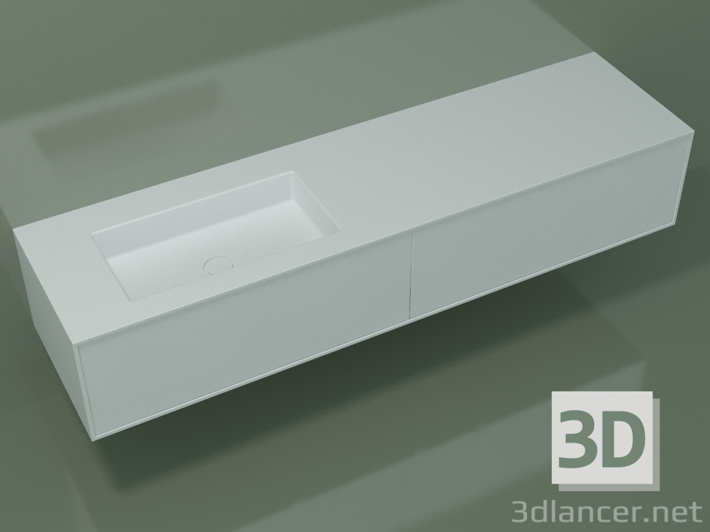 3D Modell Waschbecken mit Schubladen (06UCA24S1, Glacier White C01, L 192, P 50, H 36 cm) - Vorschau