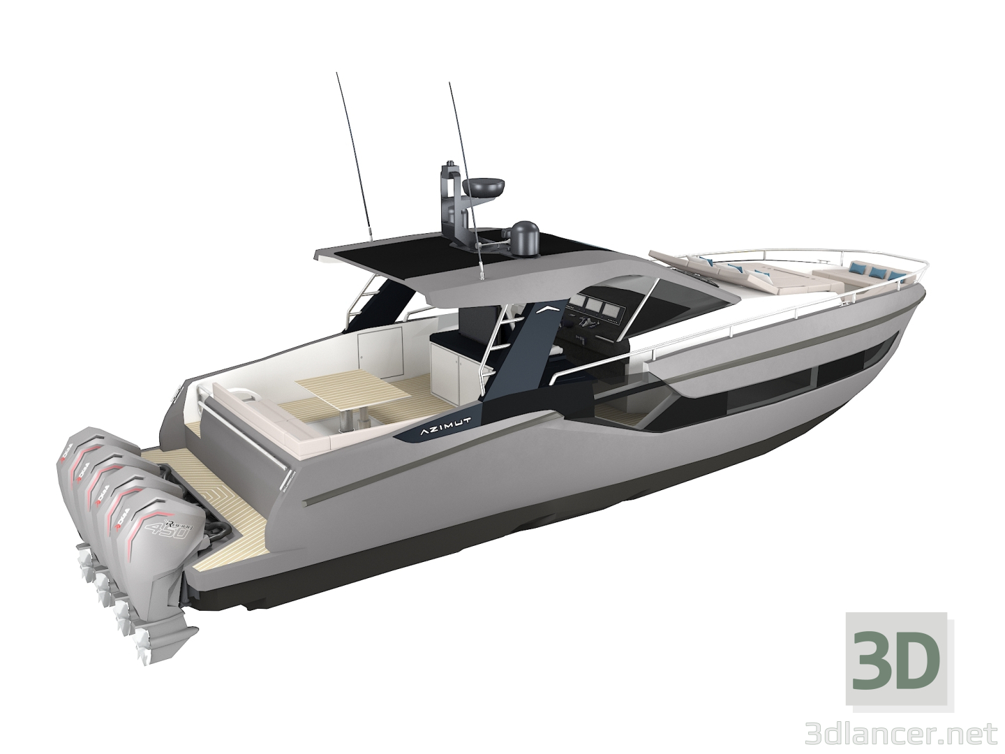 3d Моторная Яхта Azimut Verve 47 модель купить - ракурс