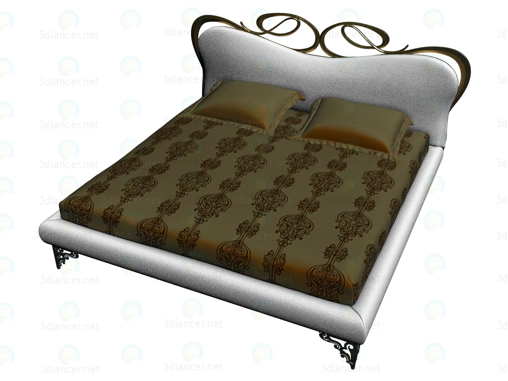 3D Modell Bett mit Balken - Vorschau