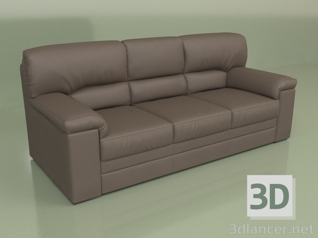 3D Modell Sofa Ella 3-Sitzer (braunes Leder) - Vorschau