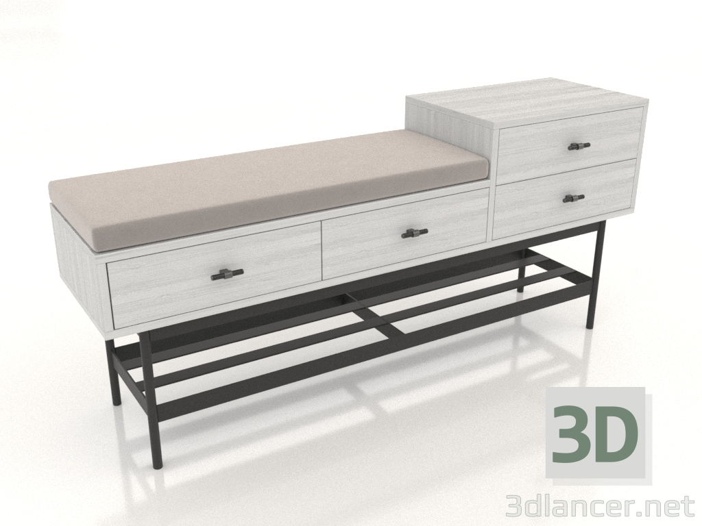 modello 3D Panca 3 (bianco RAL 9010) - anteprima