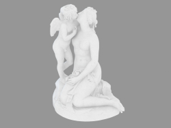 Marble sculpture Venus kisses Cupid