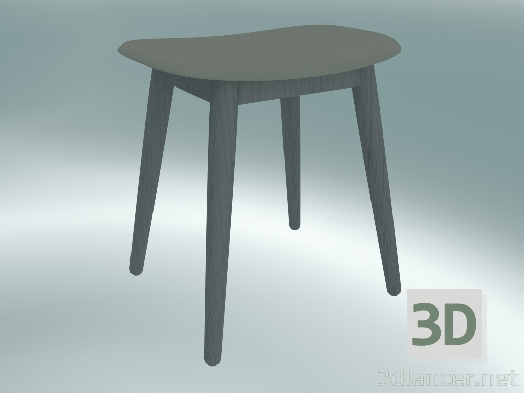 modèle 3D Tabouret en fibre avec base en bois (gris) - preview