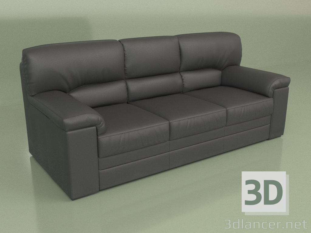 3D Modell Sofa Ella 3-Sitzer (Schwarzes Leder) - Vorschau