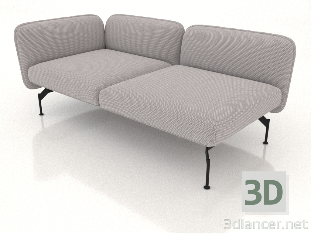 3d model 2-seater sofa module with an armrest on the left - preview