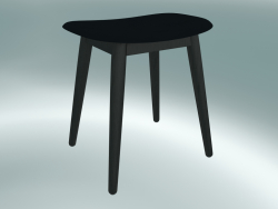 Fiber stool with wood base (Black)