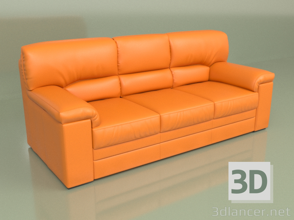 modello 3D Divano Ella 3 posti (pelle arancione) - anteprima