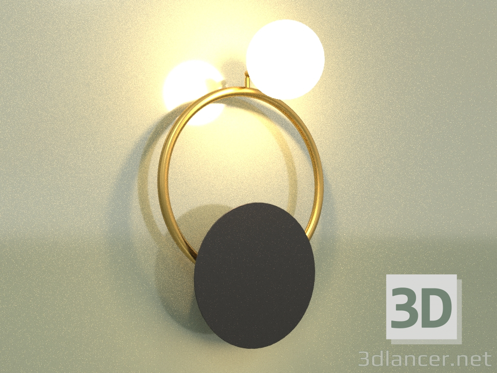 modello 3D Lampada da parete PERLA BK+GD 16002 - anteprima