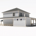 3d Two-storey residential building with a large terrace model buy - render