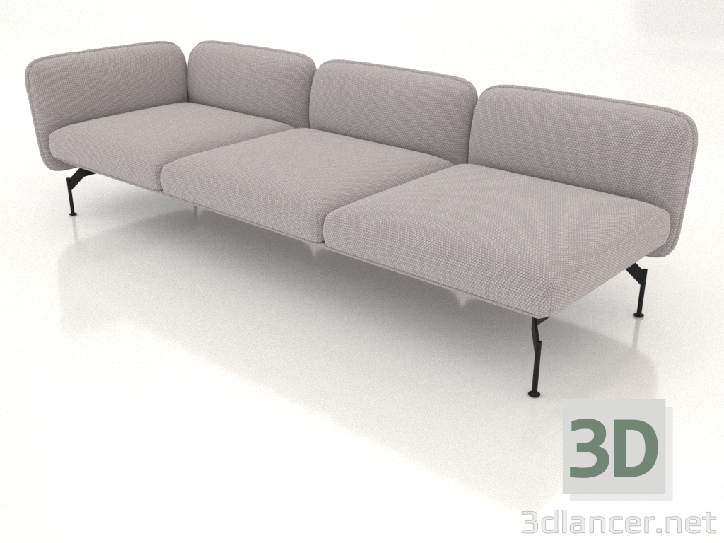 Modelo 3d Módulo de sofá de 3 lugares com apoio de braço à esquerda - preview