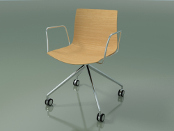 Chair 0386 (4 castors, with armrests, LU1, without upholstery, natural oak)