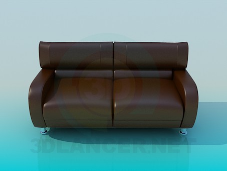 3d model Brown leather sofa - preview