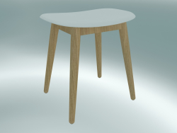 Fiber stool with wood base (Oak, White)
