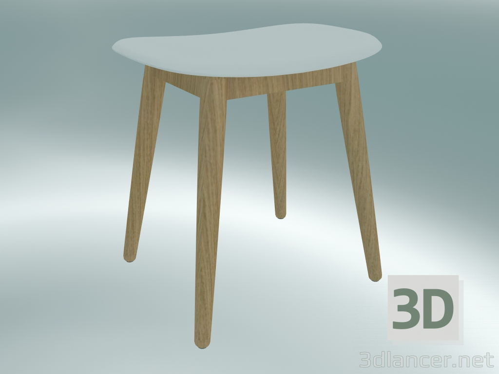 Modelo 3d Banqueta de fibra com base de madeira (carvalho, branco) - preview