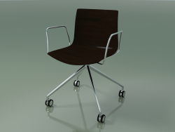 Chair 0386 (4 castors, with armrests, LU1, without upholstery, wenge)