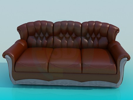 3D Modell Ledersofa aus drei Abschnitten - Vorschau