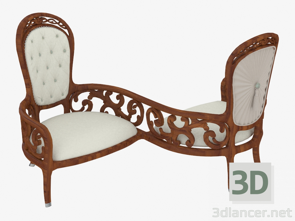 3D Modell Doppel Stuhl im klassischen Stil (Art. JSL 4415-1) - Vorschau