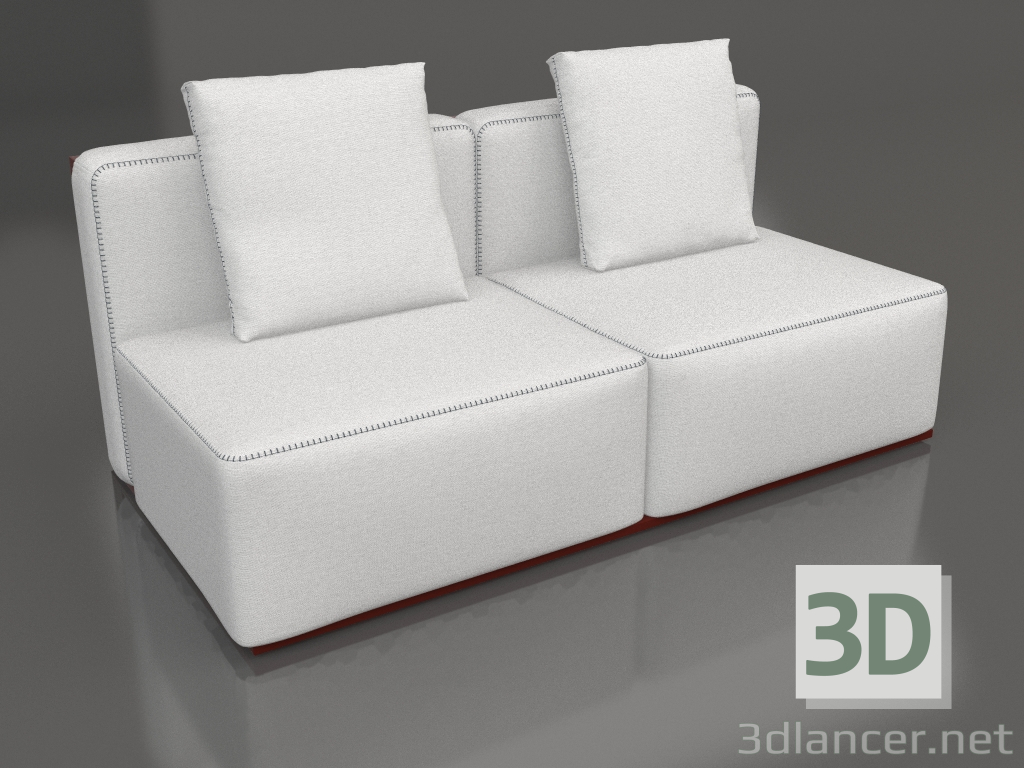 modèle 3D Module canapé, section 4 (Rouge vin) - preview
