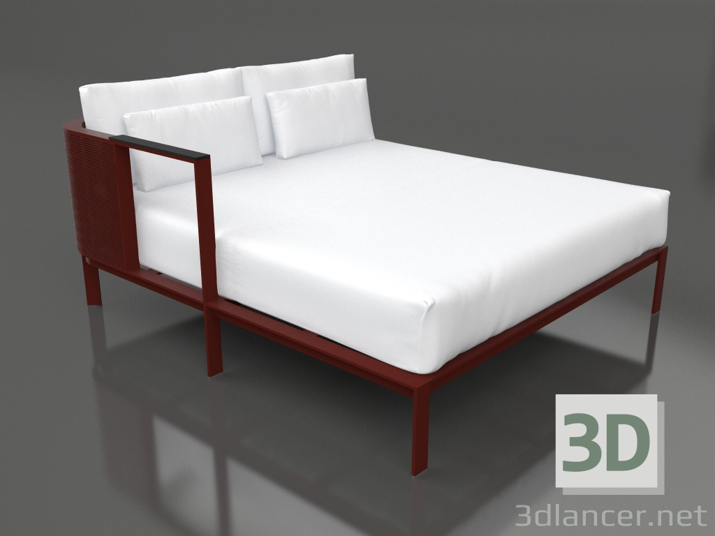 modèle 3D Module canapé XL, section 2 droite (Rouge vin) - preview
