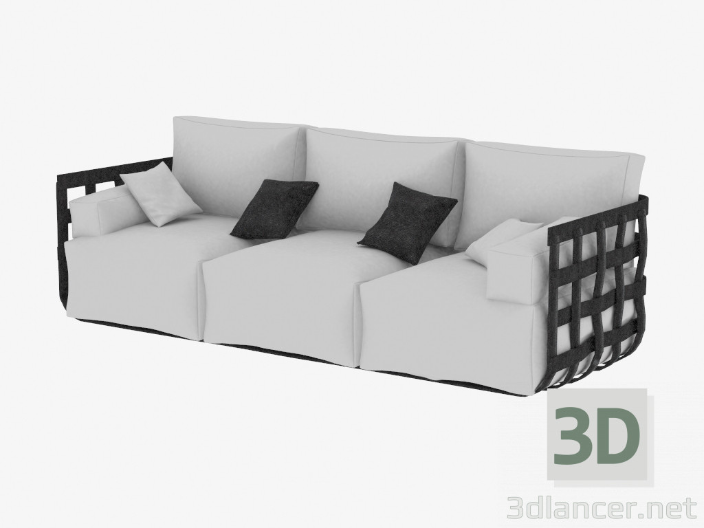 3D Modell Dreifach-Sofa-Geflecht - Vorschau