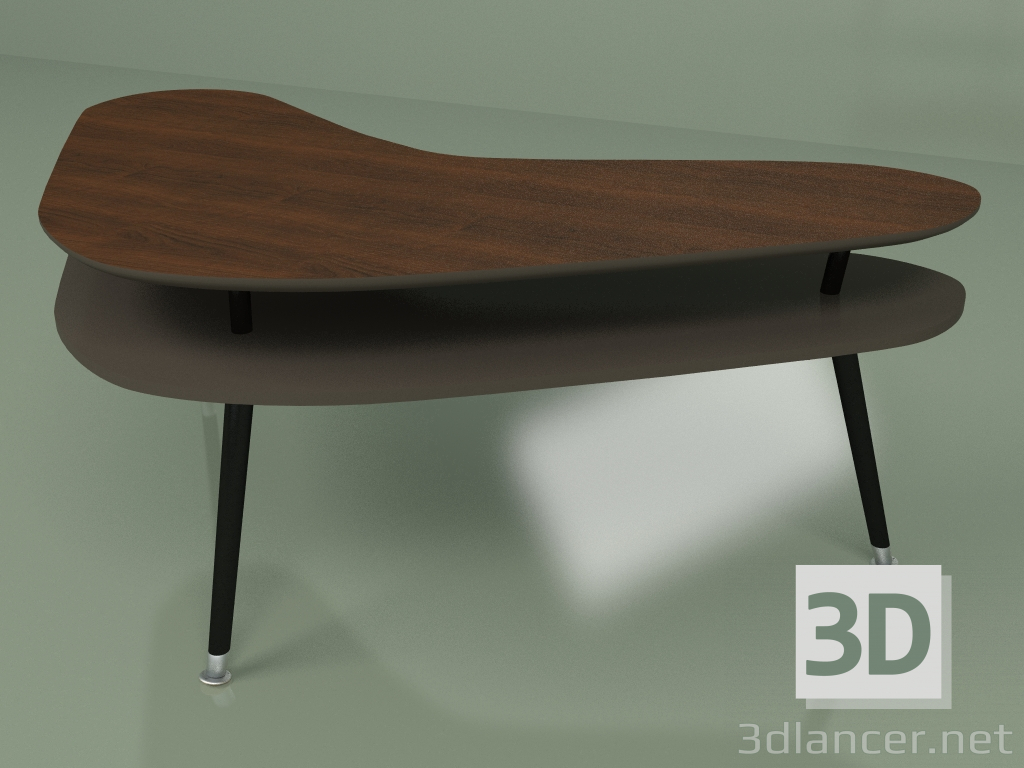 modello 3D Tavolino Boomerang (marrone scuro) - anteprima