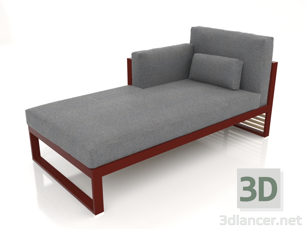 3D modeli Modüler kanepe, sol bölüm 2, yüksek arkalık (Şarap kırmızısı) - önizleme