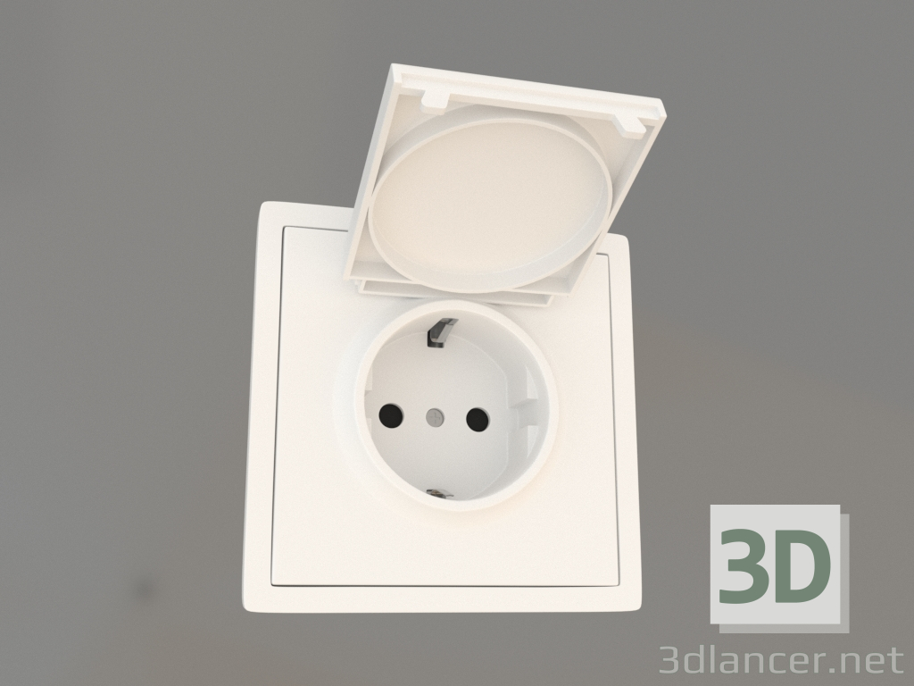 3d model Schuko earthed socket with cover (16A, 250V, screw-on, matt white, DA45433) R98 - preview