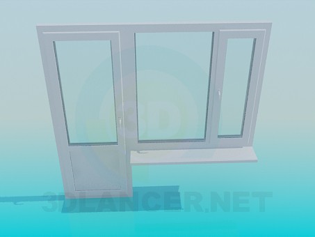 3d model Ventana y puerta del balcón - vista previa