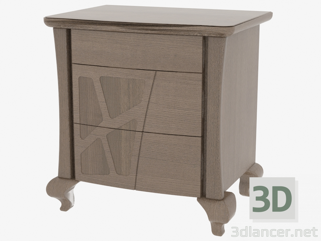 3d model Bedside table with 3 drawers on figured legs CDMONP - preview