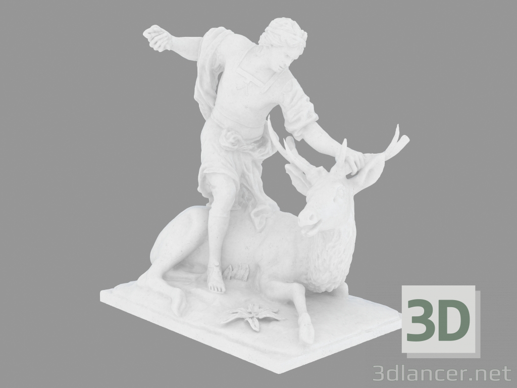 3D modeli Mermer heykel Meleager bir geyiği öldürmek - önizleme