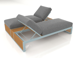 Double bed for relaxation with an aluminum frame made of artificial wood (Blue gray)