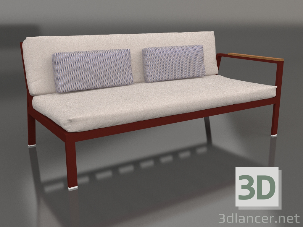 modello 3D Modulo divano, sezione 1 destra (Rosso vino) - anteprima