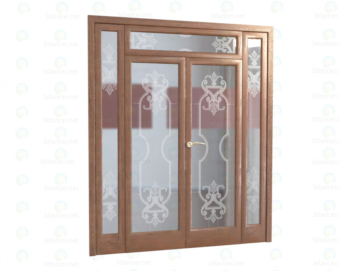 3d model Door with stained glass - preview