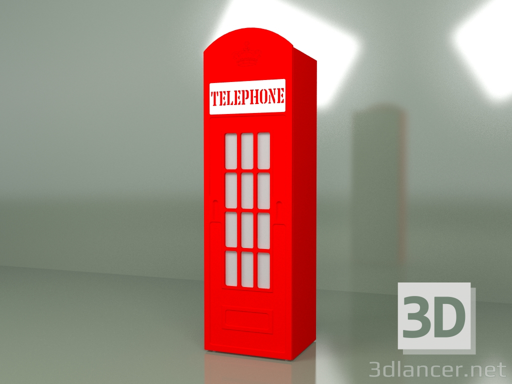 3d model Armario de una puerta Cabina de teléfono - vista previa
