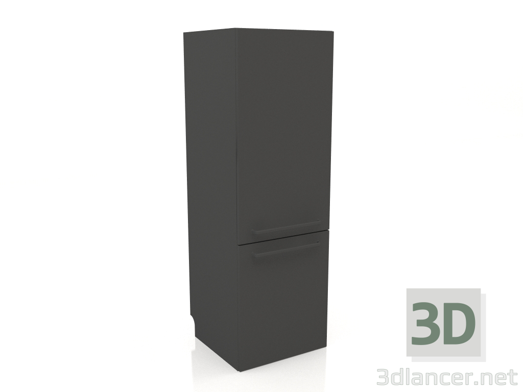 3d model Refrigerator and freezer 60 cm (black) - preview