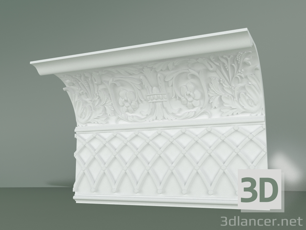 modello 3D Cornice prefabbricata in gesso KM005-3 - anteprima