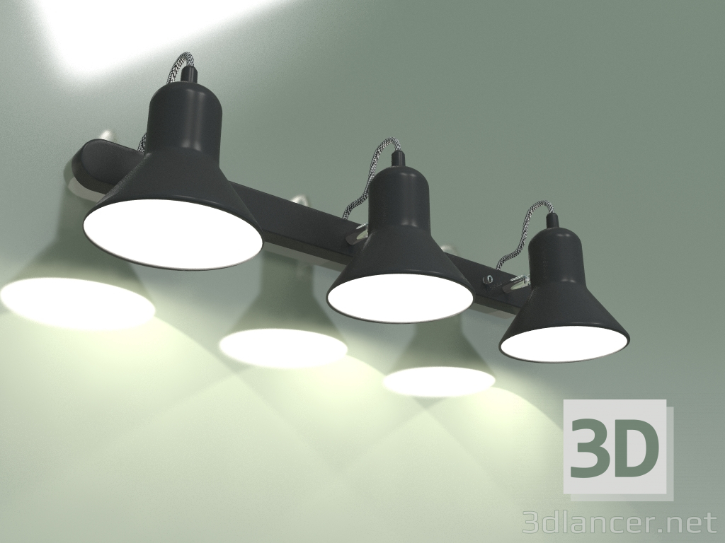 modello 3D Lampada da parete 20083-3 (nero-cromo) - anteprima
