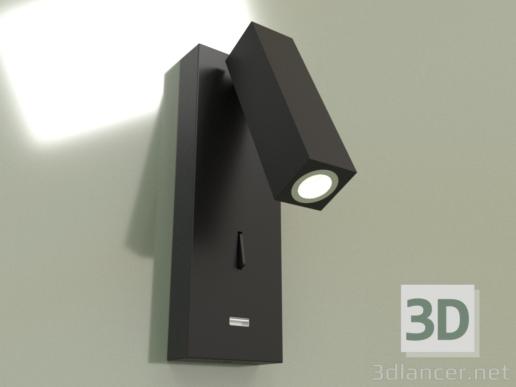 modello 3D Lampada da parete LETTORE USB 3200K BK 15015 - anteprima