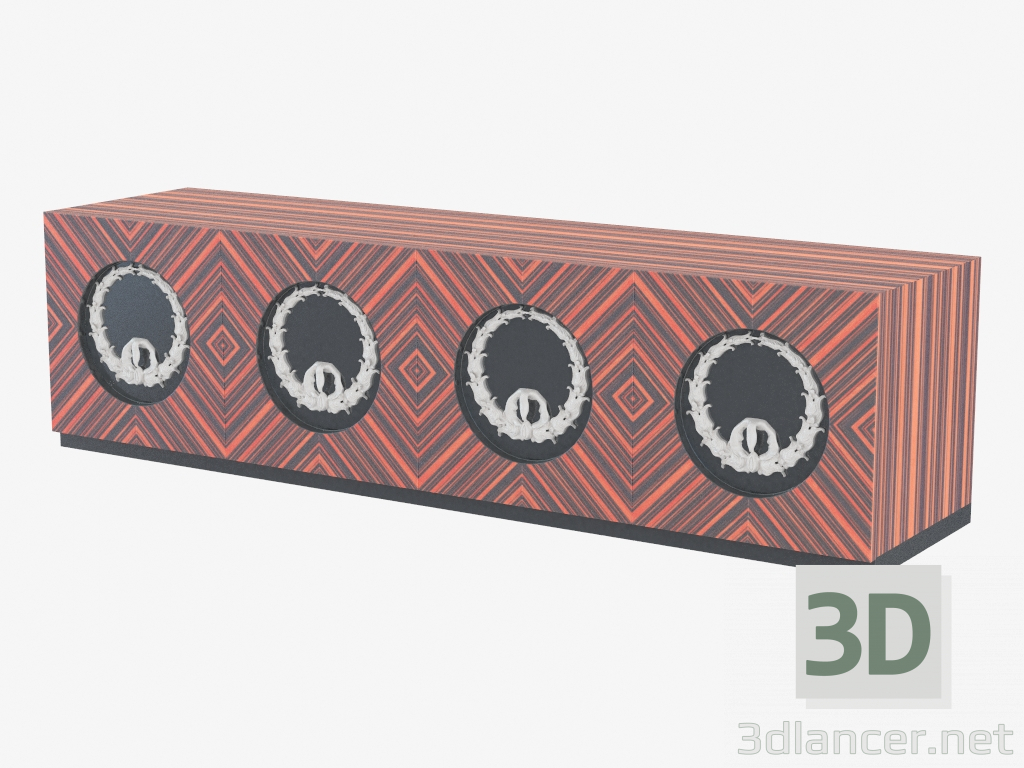 3D modeli Açık Büfe 4 Kapılı (Koyu) - önizleme