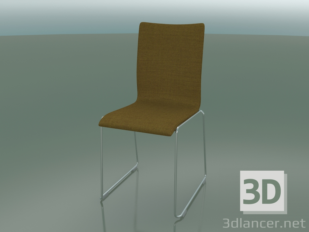 modello 3D Sedia con schienale alto su una base a slitta, con rivestimento in tessuto (108) - anteprima