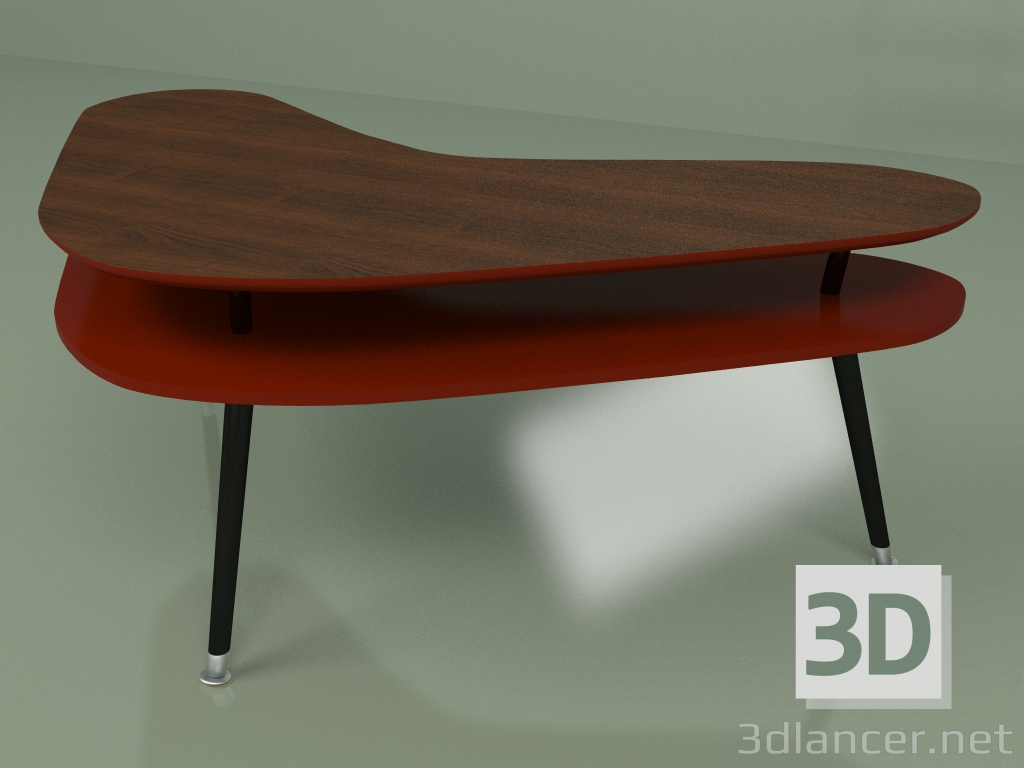 modèle 3D Table basse Boomerang (bordeaux) - preview