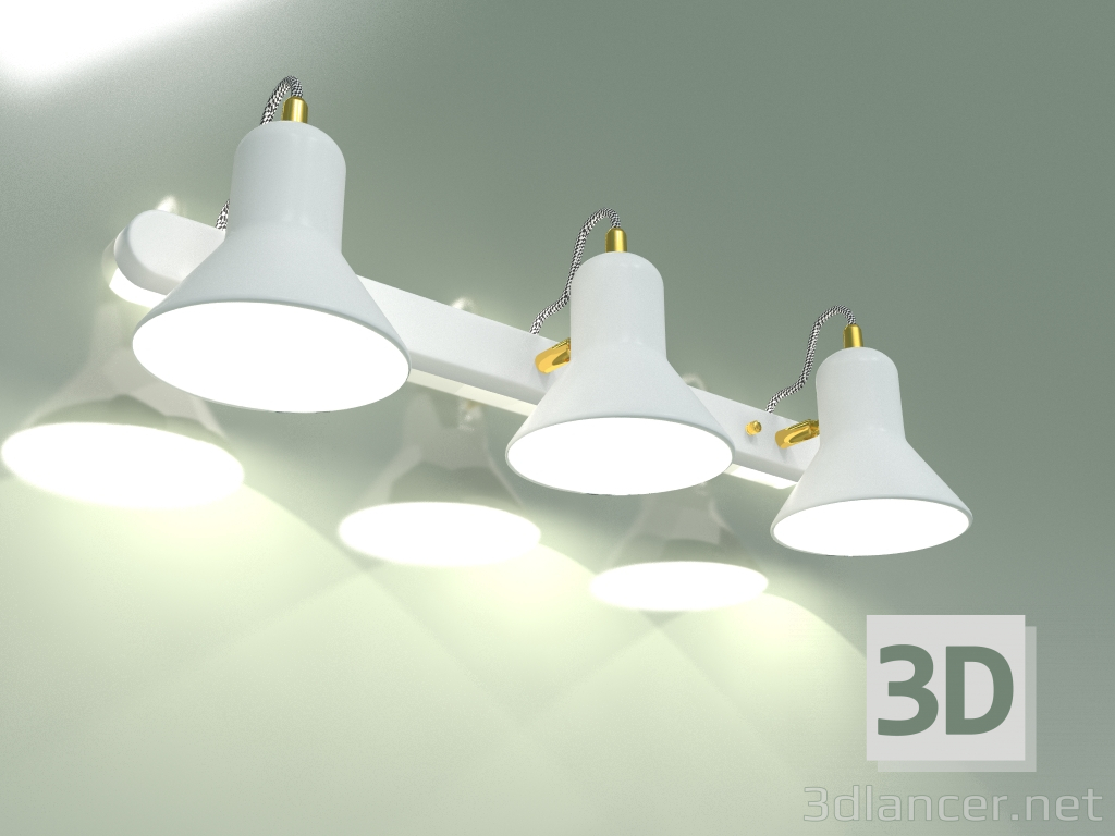modello 3D Lampada da parete 20083-3 (bianco-oro) - anteprima