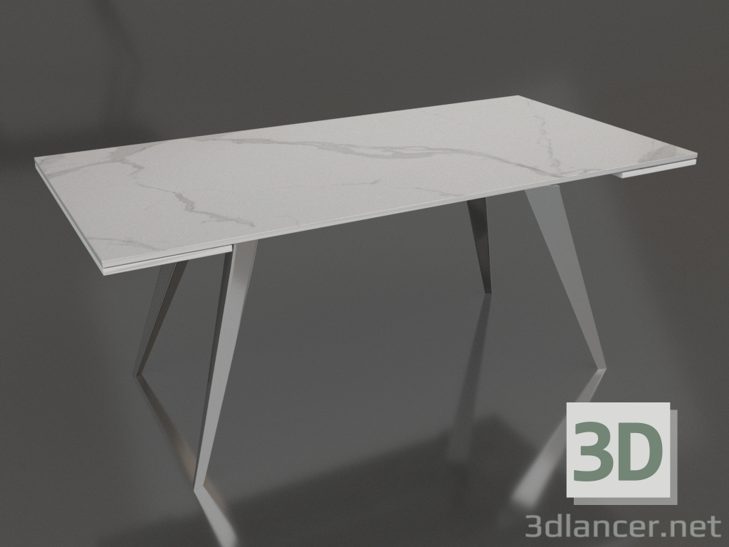 modello 3D Tavolo pieghevole Ramses 180-250 (piegato, marmo bianco-cromo) - anteprima